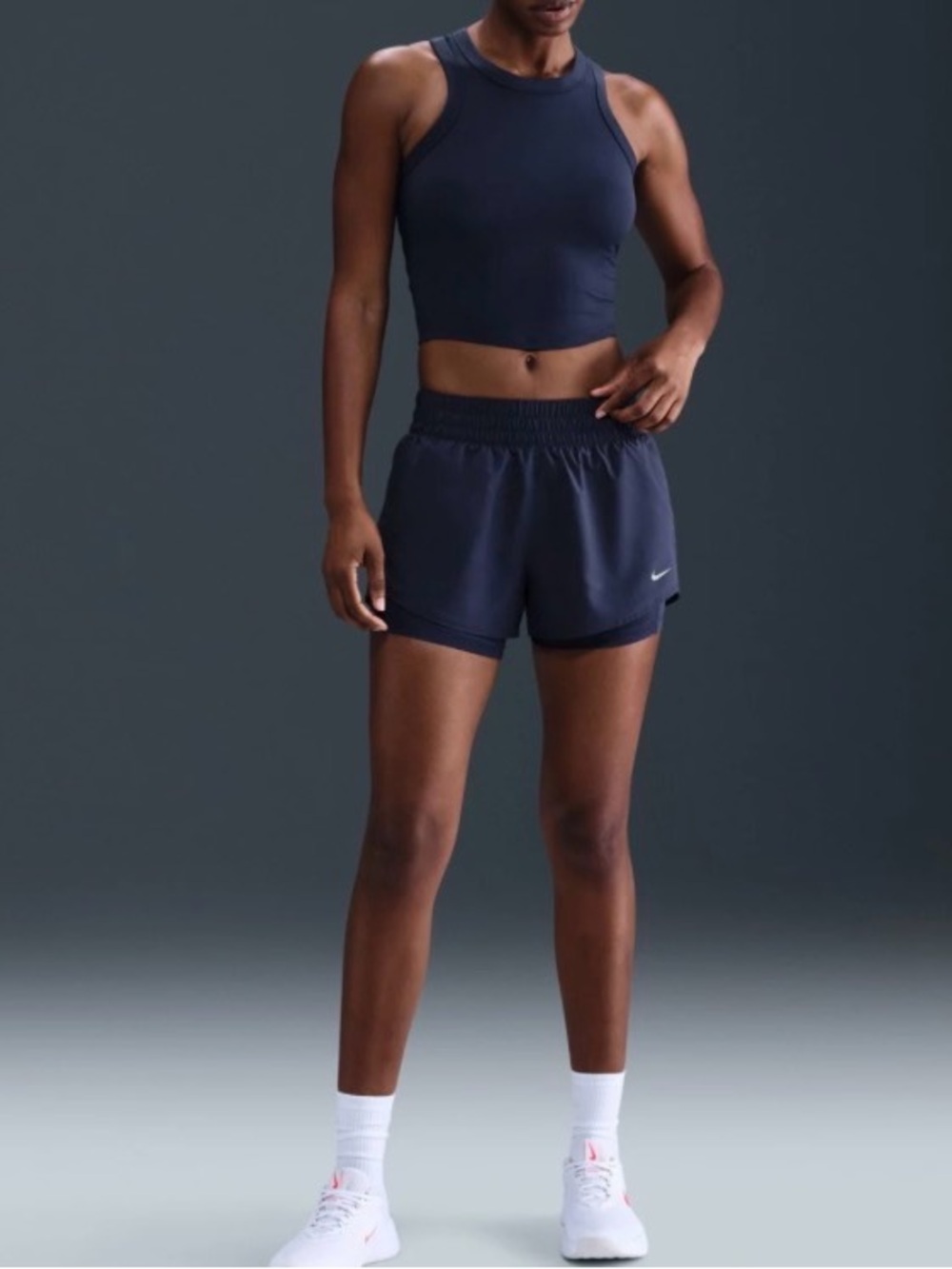 Nike One Women’s Fitted Dri-Fit Cropped Tank Top - Navy - XL